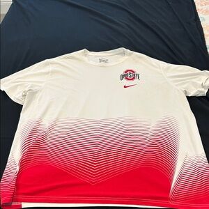 Nike Men's Tee with Red Gradient and Ohio State Logo